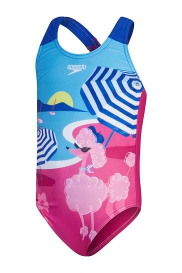 Speedo Girls Pink Digital Printed Swimsuit