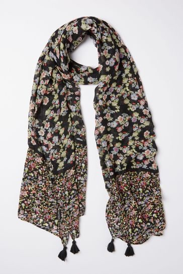 FatFace Black Scattered Ditsy Scarf