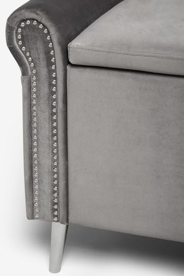Buy Opulent Velvet Steel Grey Palais Storage Ottoman Blanket Box