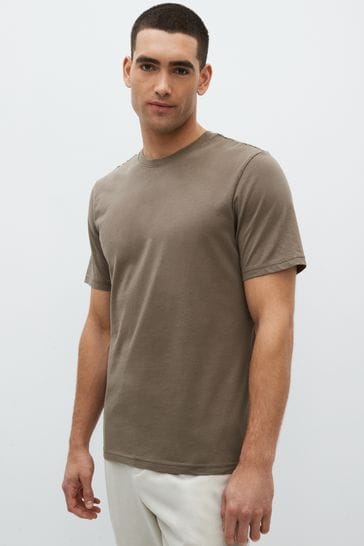 Brown Neutral Essential Crew Neck T-Shirt