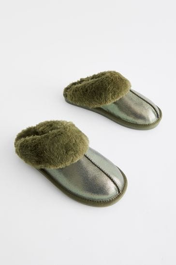 Green mule slippers online