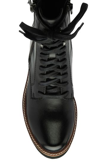 Buy Ravel Black Leather Cleated Sole Lace Up Ankle Boots from Next