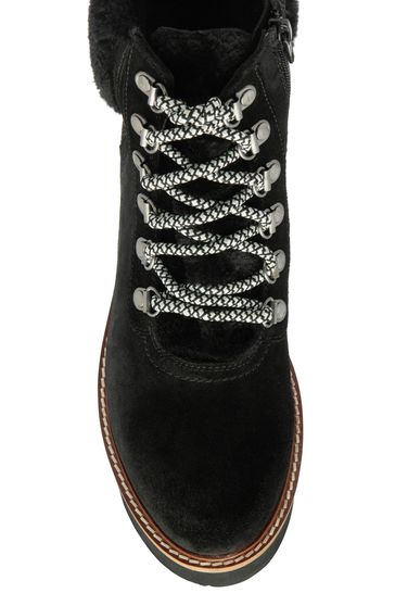 Black suede lace up ankle boots 2025