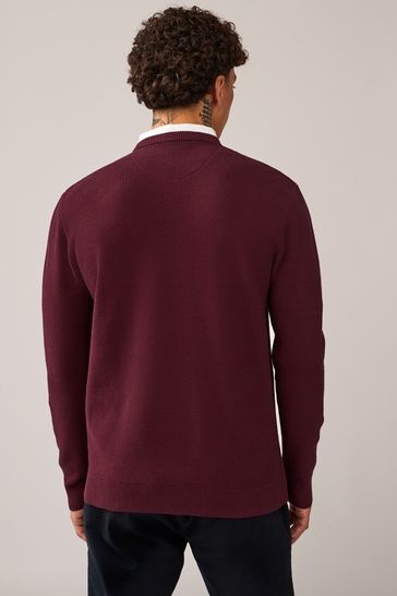 Buy Dark Purple Oxford Crew Neck Regular Mock Shirt Jumper from Next Sweden