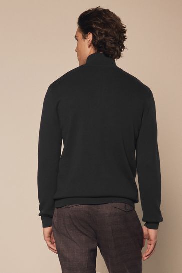 Buy Light Black Plain Regular Fit 100 Cotton Premium Zip Neck Jumper from Next Bahrain