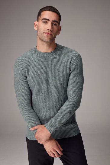 Buy Teal Blue Regular Fit Knitted Crew Neck Jumper from Next Bahrain