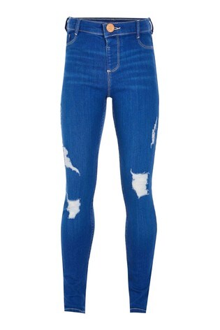 River Island Blue Wash Ripped Molly Jegging Skinny Jean