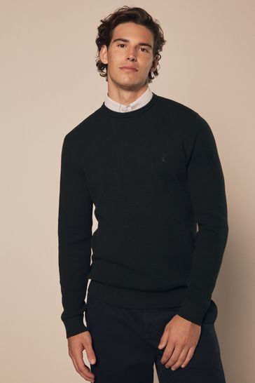 Buy Dark Green Oxford Crew Neck Regular Mock Shirt Jumper from Next Netherlands