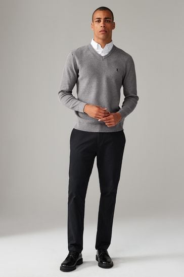 Buy Charcoal Grey Oxford V Neck Regular Mock Shirt Jumper from Next Netherlands