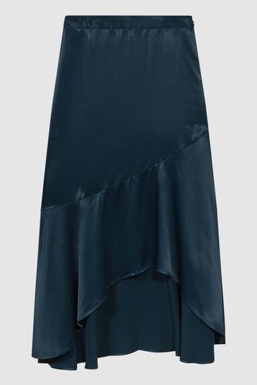 Satin midi on sale skirt reiss