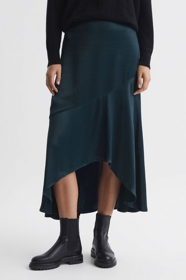 Satin midi 2024 skirt reiss