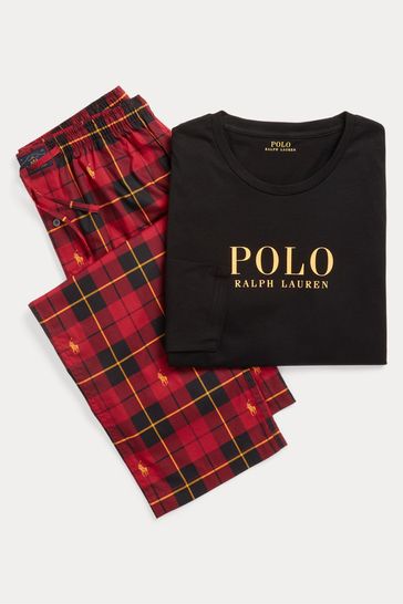 Buy Polo Ralph Lauren Black Red Plaid Pyjamas Set from Next Latvia