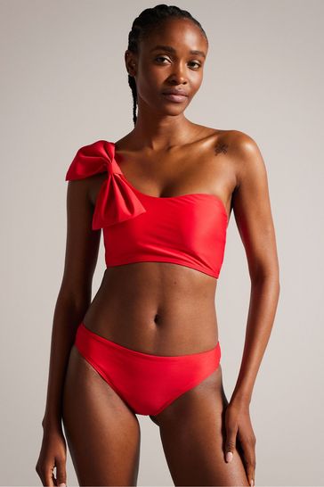 Ted Baker Liennaa Red One Shoulder Bow Bikini Top