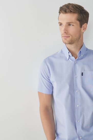 Buy Pale Blue Easy Iron Button Down Short Sleeve Oxford Shirt from Next Netherlands