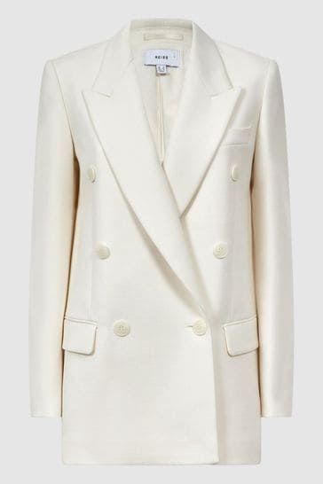 Double breasted hot sale blazer white
