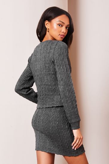 Gray cable knit cardigan discount