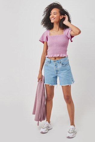 Linen Blend Smocked Top from Next Lithuania