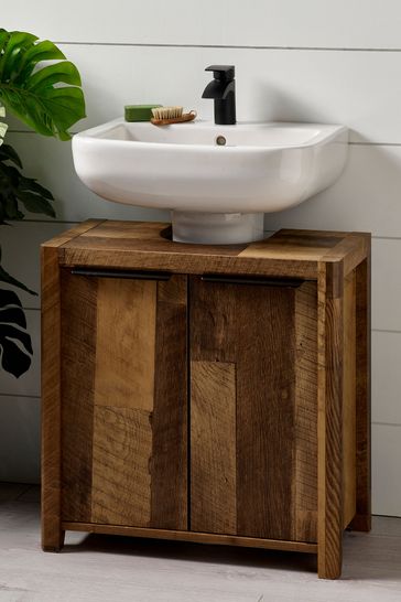 Bronx Oak Effect Under Sink Cabinet From Next Oman - Bathroom Under Sink Storage Wooden Floor