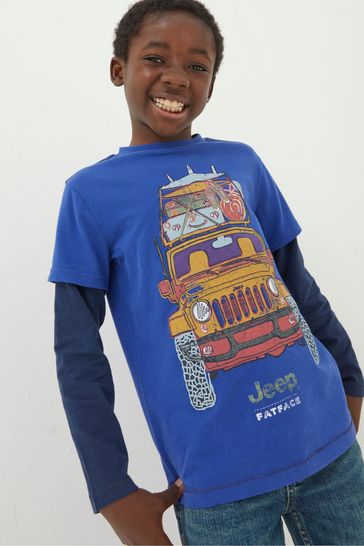 FatFace Blue Jeep Graphic Jersey T-Shirt