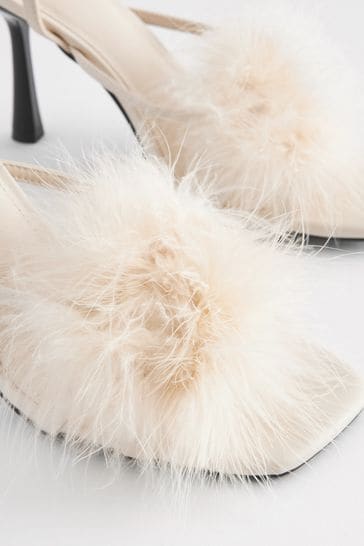 Feather clearance slippers heels