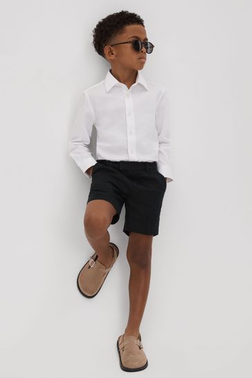 Reiss Navy Kin Senior Slim Fit Linen Adjustable Shorts
