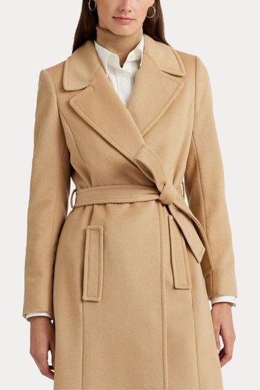 Lauren Ralph Lauren Belted Wool Blend Wrap Coat