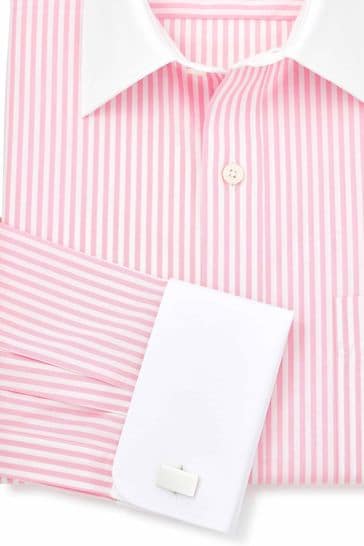 Buy Savile Row Company Pink Stripe Classic Fit Double Cuff Shirt