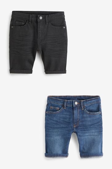 Pack de 2 pantalones cortos vaqueros en negro/azul (3-16años)