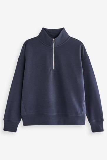 Buy Navy Blue Essential Half Zip Neck Sweatshirt from Next Luxembourg