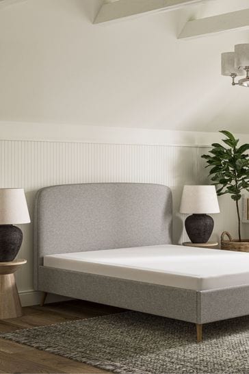 Buy Tweedy Plain Grey Matson Upholstered Bed Bed Frame from Next