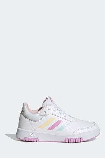 adidas White/Pink Tensaur Sport Training Lace Shoes