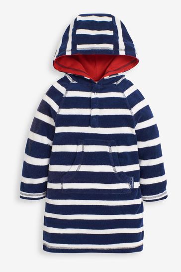 JoJo Maman Bébé Navy Stripe Towelling Hooded Pull On