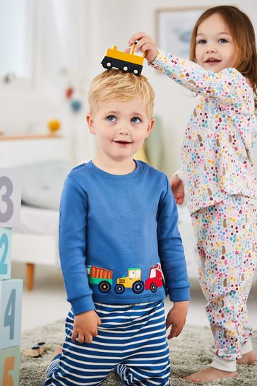 JoJo Maman Bebe Cream 2 Pack Hedgehog Jersey Pyjamas