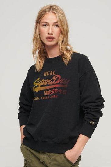 Superdry Black Tonal Vintage Logo Graphic Sweatshirt