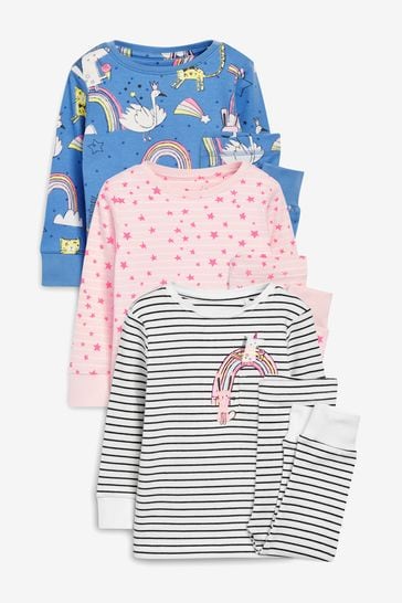 Pink/Blue 3 Pack Character Snuggle Pyjamas (9mths-8yrs)