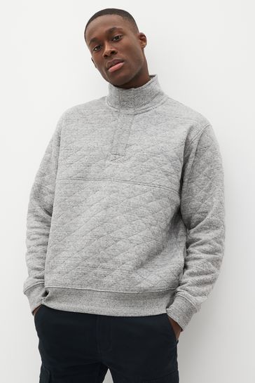Grey Quilted Sweatshirt Hoodie