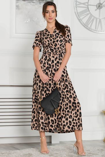 Jolie Moi Quaya Leopard Animal Print Jersey Maxi Dress