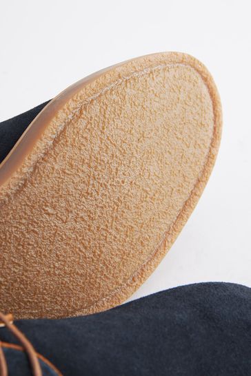 Navy Suede Derby Shoes