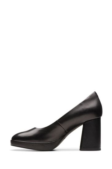 Clarks black court shoes on sale
