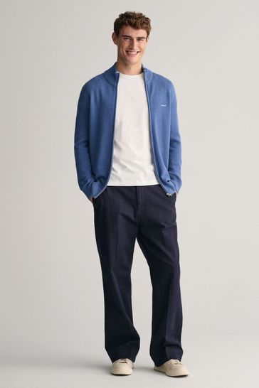 Gant cotton pique zip cardigan outlet