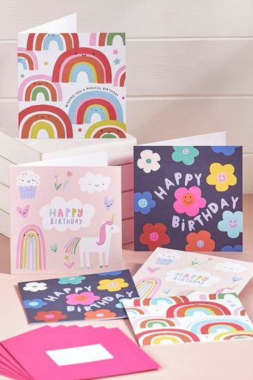6 Pack Pink Girls Birthday Cards