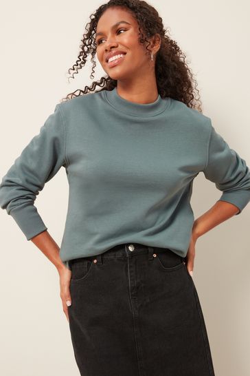 Teal Blue Essentials Longline Relaxed Fit Cotton Sweatshirt