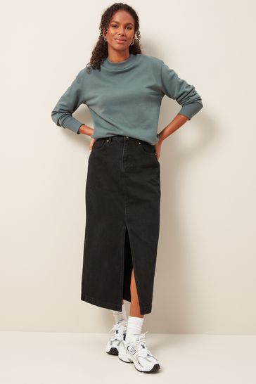 Teal Blue Essentials Longline Cotton Sweatshirt