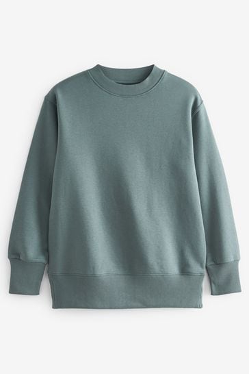Teal Blue Essentials Longline Cotton Sweatshirt