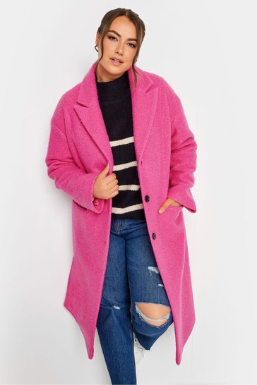 Yours Curve Pink Curly Boucle Coat