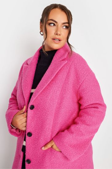 Boucle coat pink top
