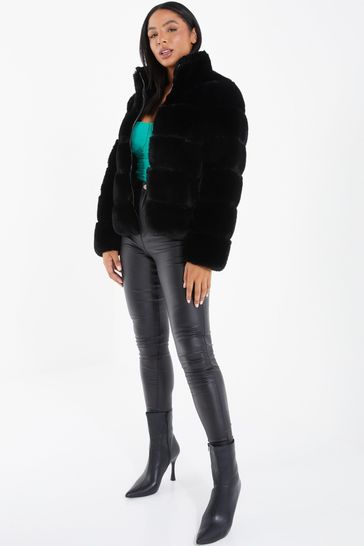 Buy Quiz Black Faux Fur Short Jacket from Next Luxembourg