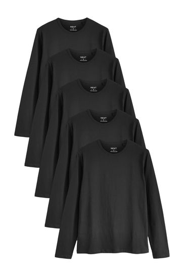 Black Long Sleeve T-Shirts 5 Pack