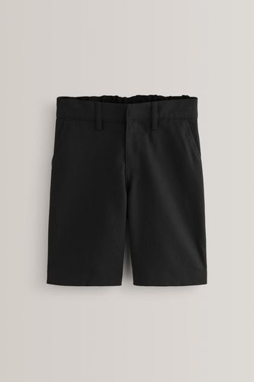 Black Regular Waist Flat Front Shorts (3-14yrs)