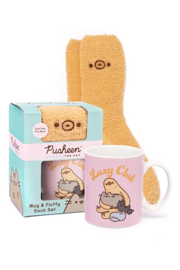 Vanilla Underground Brown Pusheen Cat Pusheen Green Mug And Sock Set